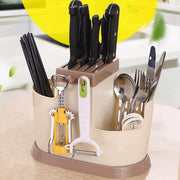 Empty Cutlery Holder Case (Brown, Holds 15 Pieces)