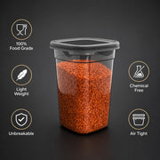 Plastic Grocery Container - 1 L (Pack of 12, Transparent, Black)