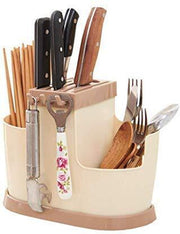 Empty Cutlery Holder Case (Brown, Holds 15 Pieces)