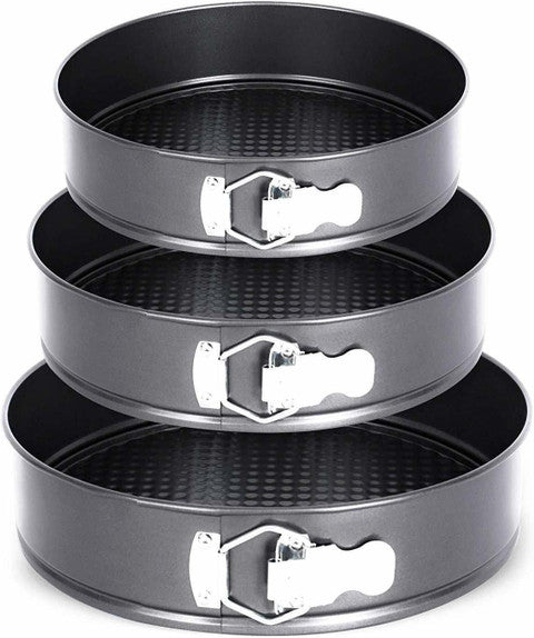 Drunna Teflon Coated Springform Cake Mould Set of 3 (Round, Non-Stick)