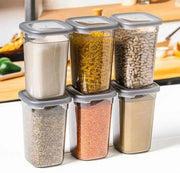 Plastic Grocery Container - 1100 ml (Pack of 6, Grey)