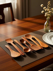 DECORASIA Non-Chemical Wooden Measuring Spoon Set for Kitchen Lovers