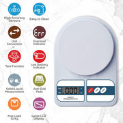 Electronic Kitchen Scale 10Kg Weighing Scale (White)