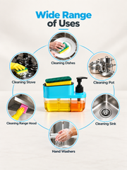 3-in-1 Kitchen Soap Dispenser with Sponge Holder & Hand Wash Pump