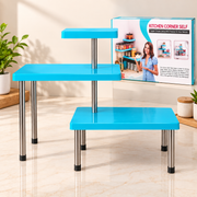 3-Tier Kitchen Corner Shelf & Countertop Organiser (Blue)