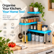 3-Tier Kitchen Corner Shelf & Countertop Organiser (Blue)