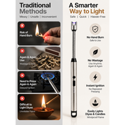 Rechargeable Electric Gas Lighter – Instant, Safe Flame for Kitchen, Candles & Diyas
