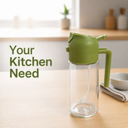 2-in-1 Glass Oil Sprayer & Dispenser Bottle with Handle (Green)