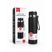 Insulated Stainless Steel Water Bottle, 1 L with Tea Filter (Black)