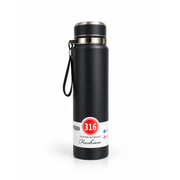 Insulated Stainless Steel Water Bottle, 1 L with Tea Filter (Black)