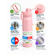 Insulated Stainless Steel Sports Water Bottle, 1 L with Filter