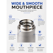 Vacuum Insulated Stainless Steel Water Bottle with Rope Handle (Silver)
