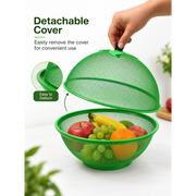Metal Mesh Fruit Basket with Detachable Locking Cover, 10.5 inch