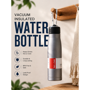 Vacuum Insulated Stainless Steel Water Bottle with Rope Handle (Silver)
