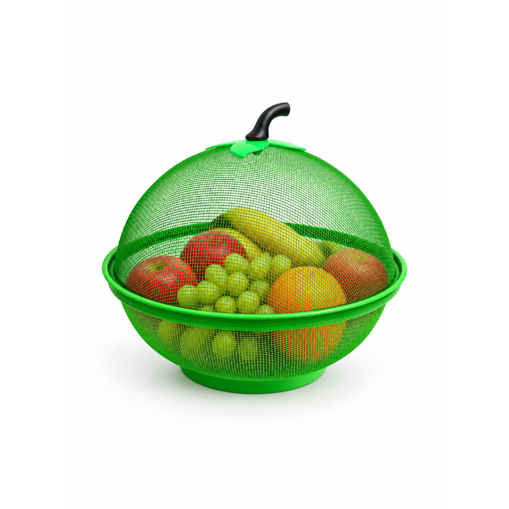 Metal Mesh Fruit Basket with Detachable Locking Cover, 10.5 inch