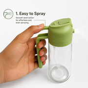 2-in-1 Glass Oil Sprayer & Dispenser Bottle with Handle (Green)