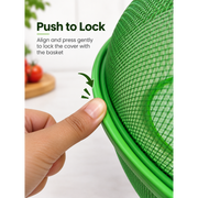 Metal Mesh Fruit Basket with Detachable Locking Cover, 10.5 inch