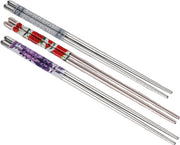 Eating Stainless Steel Chinese Chopstick (Multicolor, Pack of 3 Pairs)