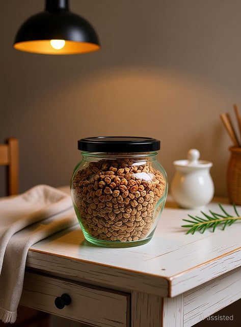 Glass Tea Coffee & Sugar Container - 400 ml (Pack of 6)
