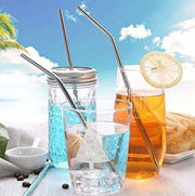 Stainless Steel Drinking Straws Kitchen Tool Set (2 Bend, 2 Straight, 1 Cleaning Brush)
