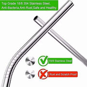 Stainless Steel Drinking Straws Kitchen Tool Set (2 Bend, 2 Straight, 1 Cleaning Brush)