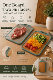 Double Side Chopping Board - Dual Surface Wooden Cutting Board