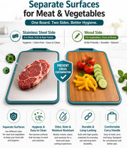 Double Side Chopping Board - Dual Surface Wooden Cutting Board